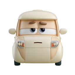 Cute Cartoon Car Character - 3D Clay Style Icon