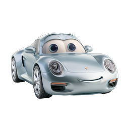 Friendly Cartoon Car Character - 3D Sports Car Icon