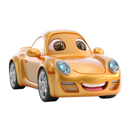 Cartoon Car Character Icon - Smiling Orange Sports Vehicle