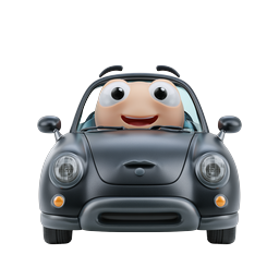 Cartoon Car Character - Cute 3D Vehicle Icon