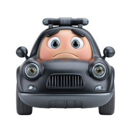 Cartoon Car Character Icon - 3D Clay Style