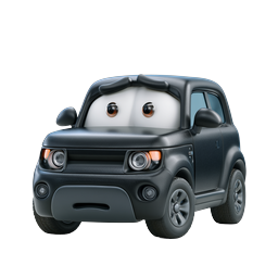 Cute Cartoon Car Character with Expressive Eyes - 3D Icon