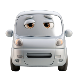 Cute Cartoon Car Character Front View Icon
