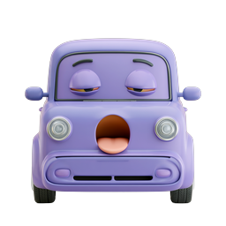 Cute Purple Cartoon Car Character 3D Icon