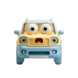 Cute 3D Cartoon Car Character with Googly Eyes