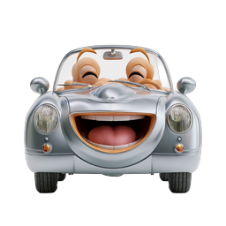 Cartoon Car Character with Animated Face - 3D Icon