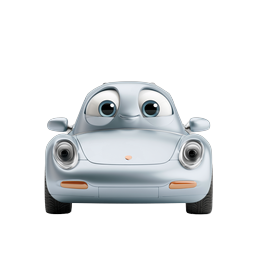 Cartoon Car Character Icon - Friendly 3D Animated Vehicle