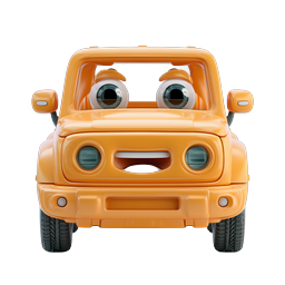 Personagem de Carro de Desenho Animado Fofo - SUV Laranja 3D