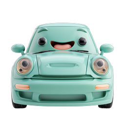 Simpatico personaggio auto cartoon | Icona veicolo 3D amichevole