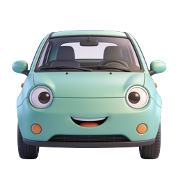 Cute Cartoon Car Character Icon | 3D Vehicle