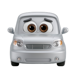 Friendly Cartoon Car Character Icon with Expressive Eyes