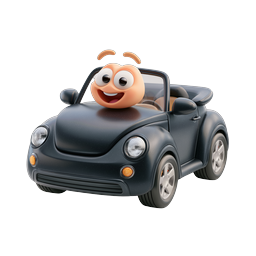 Cartoon Car Character - Cute 3D Animated Vehicle Icon