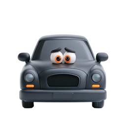 Cute Cartoon Car Character with Googly Eyes 3D Icon