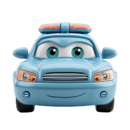 Cute Cartoon Blue Car Character Icon - 3D Rendered