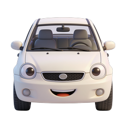 Cute Cartoon Car Character 3D Icon - Smiley Vehicle