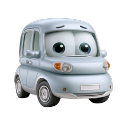 Cute Cartoon Car Character Icon - Pixar Style 3D
