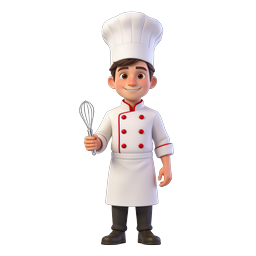 Cartoon Chef Boy Icon - 3D Culinary Character with Whisk