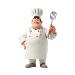 Icona personaggio chef cartoon amichevole con spatola