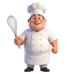 Cartoon Chef Character with Whisk - 3D Rendered Mascot