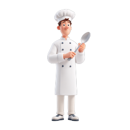 Cartoon Chef Character Icon - 3D Culinary Professional
