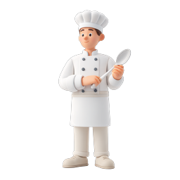 Cartoon Chef Character Icon - 3D Culinary Professional