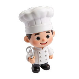 Cartoon Chef Figurine with Whisk - 3D Character Icon