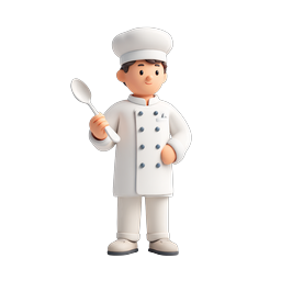 3D Cartoon Chef Character with Spoon - Culinary Icon