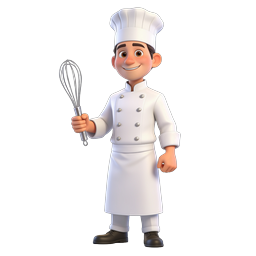 Cartoon Chef Character with Whisk - 3D Icon