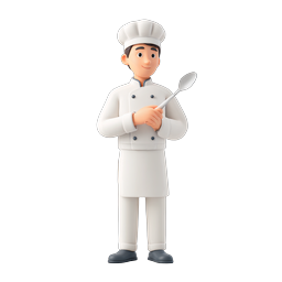 Friendly Cartoon Chef Character with Spoon Icon
