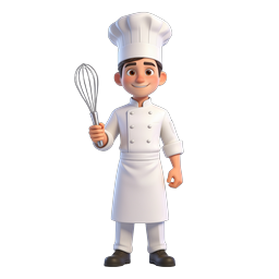 Cartoon Chef with Whisk - 3D Culinary Character Icon