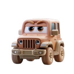 Cartoon Clay Jeep Character Icon - 3D Animated Vehicle