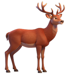 3D Cartoon Deer Character Icon with Antlers