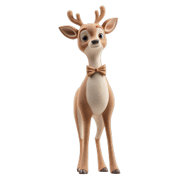 Cute 3D Cartoon Deer Character Icon with Bow Tie