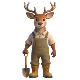 Cartoon Deer Farmer Icon for Nature Projects