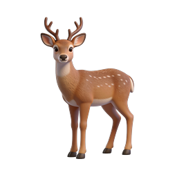 Cute Cartoon Deer Icon - 3D Rendered Wildlife Character