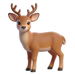 Cute Cartoon Deer Icon - 3D Rendered Wildlife