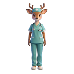 Adorable Cartoon Deer Nurse Icon for Healthcare Themes