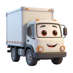 Cute 3D Cartoon Delivery Truck Character Icon