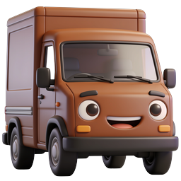 Cute Cartoon Delivery Truck Icon - 3D Clay Style
