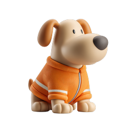 Charming Cartoon Dog Icon in Orange Hoodie