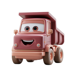Cheerful Cartoon Dump Truck Icon for Kids' Projects