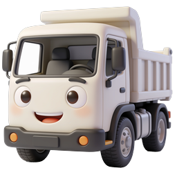 Cute Cartoon Dump Truck 3D Icon for Kids & Apps