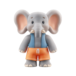 Cute 3D Cartoon Elephant Character Icon