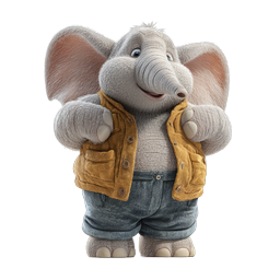Friendly Cartoon Elephant Character 3D Icon