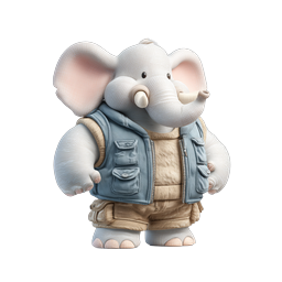 Adorable Cartoon Elephant Character in Explorer Outfit