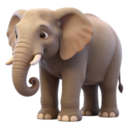 Cute Cartoon Elephant 3D Icon - Adorable Wildlife Design