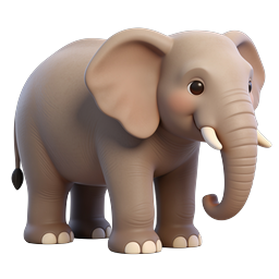 Icône 3D d'éléphant de dessin animé mignon - Design vie sauvage