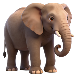 Cute Cartoon Baby Elephant 3D Icon