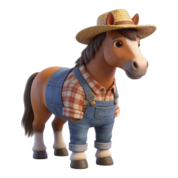 Charming Cartoon Farmer Horse Icon for Engaging Designs