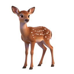 Cute Cartoon Fawn Baby Deer 3D Character Icon